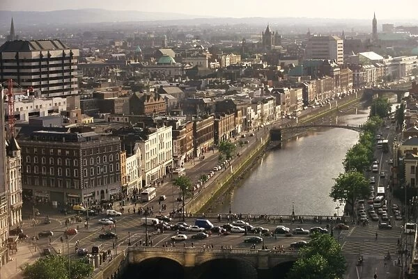 Aerial view along the River Liffey
