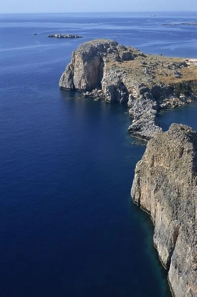 Aerial view of rocky coastline of St