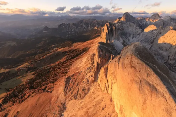 Framed Print : Aerial view of Roda Di Vael at sunset, Catinaccio Group (Rosengarten), Dolomites Framed Print : Aerial view of Roda Di Vael at sunset, Catinaccio Group (Rosengarten), Dolomites