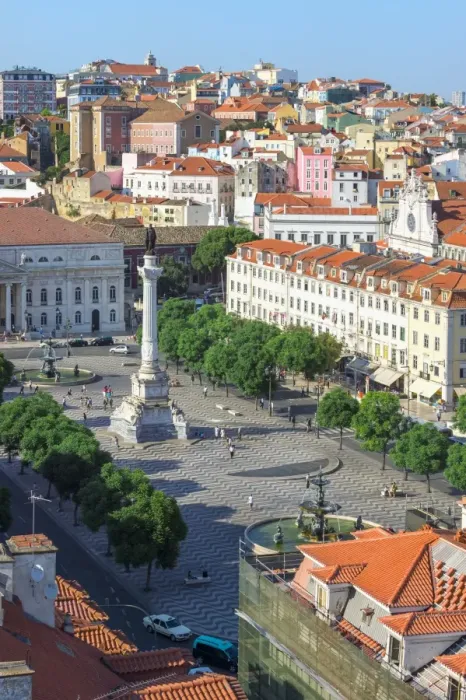 Framed Print : Aerial view of Rossio Square, Baixa, Lisbon, Portugal, Europe Framed Print : Aerial view of Rossio Square, Baixa, Lisbon, Portugal, Europe
