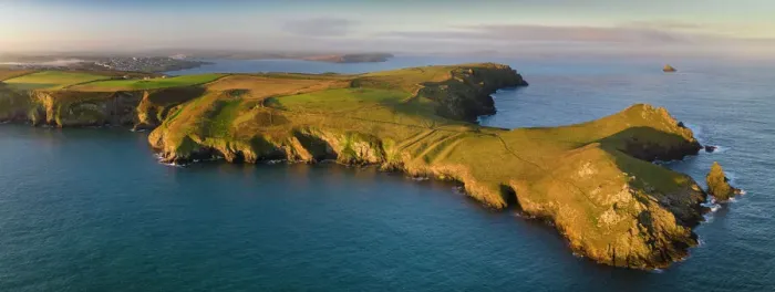 Framed Print : Aerial view of The Rumps cliffs and coastline near Pentire Point, North Cornwall, England, United Kingdom, Europe Framed Print : Aerial view of The Rumps cliffs and coastline near Pentire Point, North Cornwall, England, United Kingdom, Europe