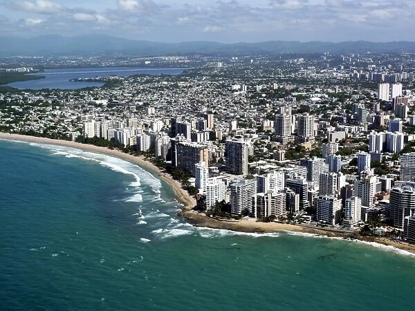 Aerial view of San Juan, Puerto Rico, West Indies, Caribbean, Central America
