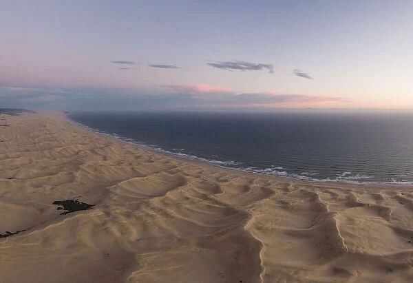 Aerial view of Sand Dunes at dusk, Addo Elephant National Park, Eastern Cape, South Africa, Africa