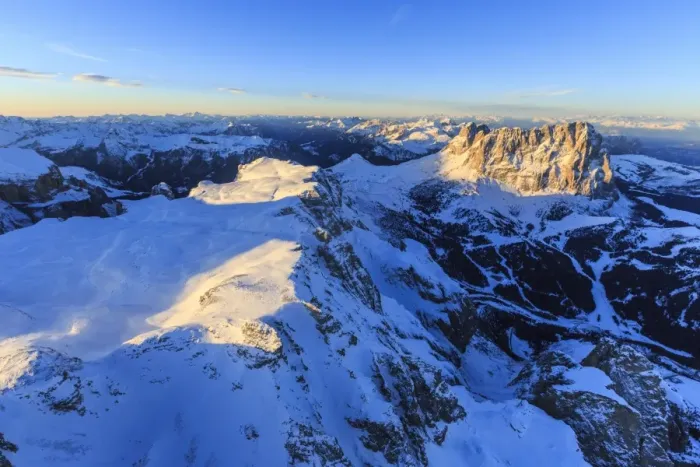 Framed Print : Aerial view of Sassolungo at sunset, Sella Group, Dolomites, Trentino-Alto Adige Framed Print : Aerial view of Sassolungo at sunset, Sella Group, Dolomites, Trentino-Alto Adige
