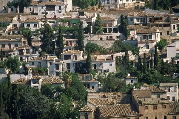 Aerial view over section of Granada