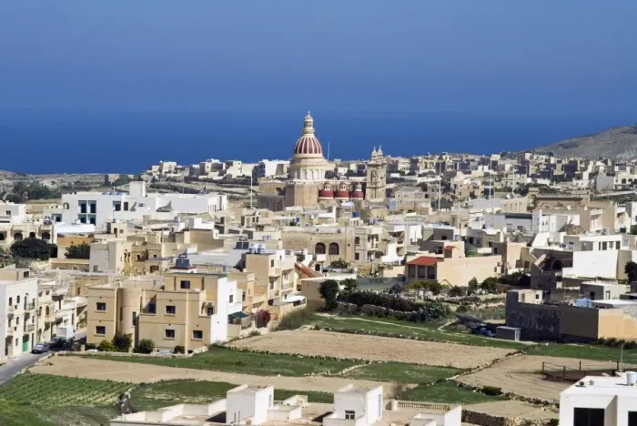 Framed Print : Aerial view of St. Lawrenz, Gozo Island, Malta, Mediterranean, Europe
