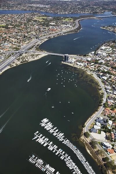 Aerial view of Swan River, Perth, Western Australia, Australia, Pacific