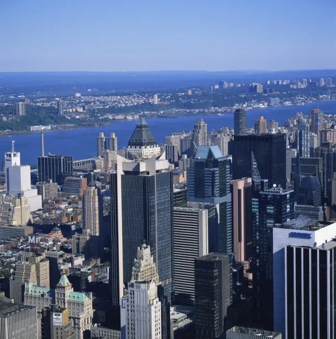 Framed Print : Aerial view taken from the 86th floor observatory of Framed Print : Aerial view taken from the 86th floor observatory of