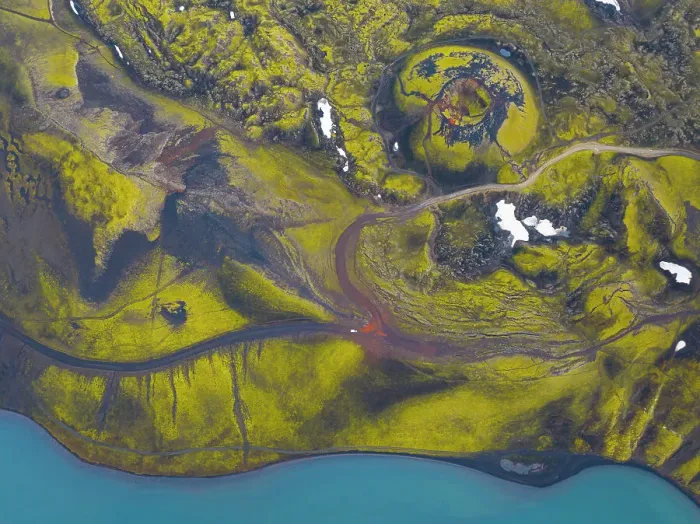 Framed Print : Aerial view taken by drone of Landmannalaugar area on a summer day, Iceland, Polar Regions Framed Print : Aerial view taken by drone of Landmannalaugar area on a summer day, Iceland, Polar Regions