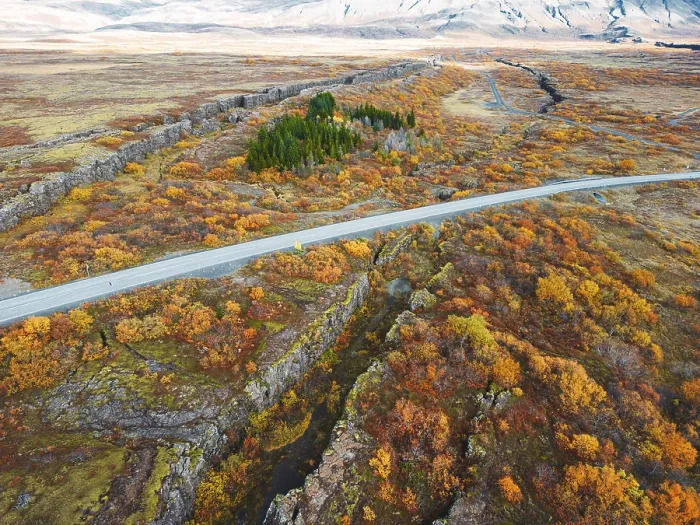 Framed Print : Aerial view of Thingvellir National Park, famous area in Iceland right on the spot where the Atlantic tectonic plates meets