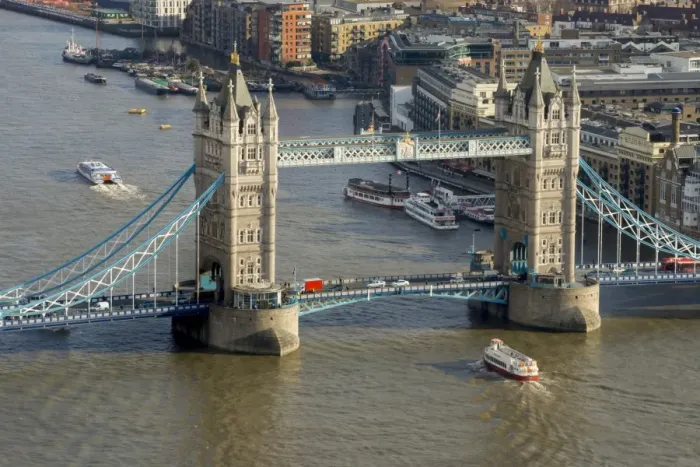 Framed Print : Aerial view of Tower Bridge and River Thames, London, England, United Kingdom, Europe Framed Print : Aerial view of Tower Bridge and River Thames, London, England, United Kingdom, Europe