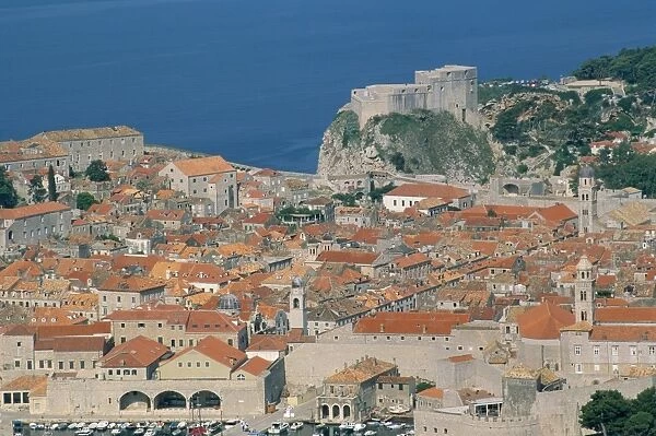Aerial view of the town of Dubrovnik, UNESCO World Heritage Site, Dalmatian coast