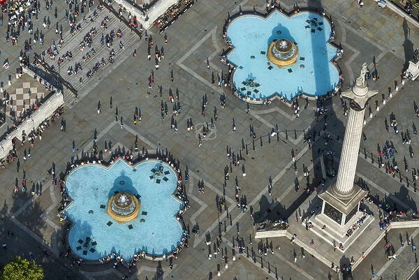 An aerial view of Trafalgar Square in London, England, United Kingdom, Europe