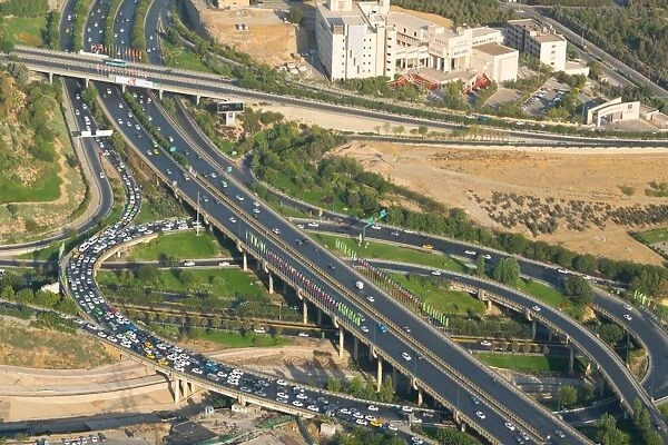 Aerial view of yet another traffic jam, Tehran, Iran, Middle East