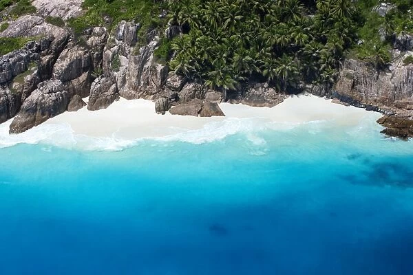 Aerial view of tropical beach, Seychelles, Indian Ocean, Africa