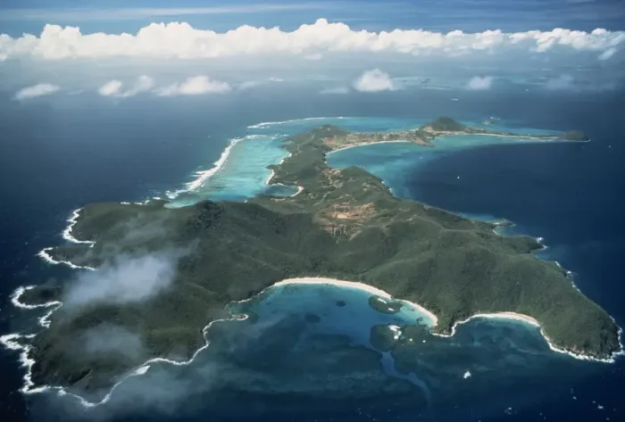 Framed Print : Aerial view over tropical island Framed Print : Aerial view over tropical island