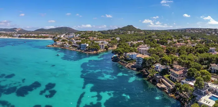 Framed Print : Aerial view of turquoise sea and Santa Ponsa, Majorca, Balearic Islands, Spain, Mediterranean, Europe Framed Print : Aerial view of turquoise sea and Santa Ponsa, Majorca, Balearic Islands, Spain, Mediterranean, Europe