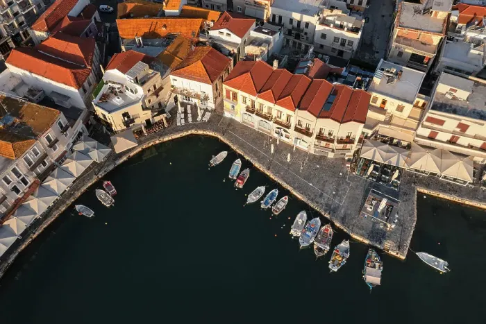 Framed Print : Aerial view of Venetian harbor, Rethymno, Crete, Greek Islands, Greece, Europe Framed Print : Aerial view of Venetian harbor, Rethymno, Crete, Greek Islands, Greece, Europe