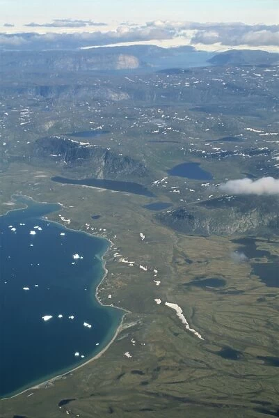 Aerial view of west coast of Greenland