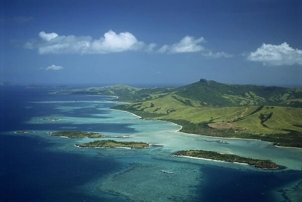 Aerial view over Yasawa Island, Fiji, Pacific Islands, Pacific