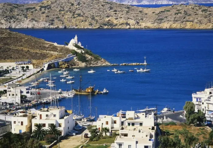 Framed Print : Aerial View of Yialos, Ios, Cyclades, Greece Framed Print : Aerial View of Yialos, Ios, Cyclades, Greece