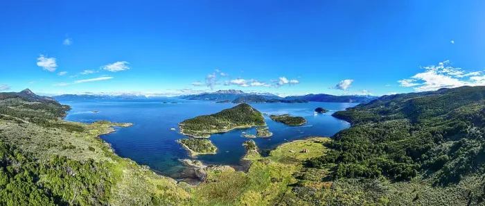 Framed Print : Aerial of Wulaia Bay, Tierra del Fuego, Chile, South America Framed Print : Aerial of Wulaia Bay, Tierra del Fuego, Chile, South America