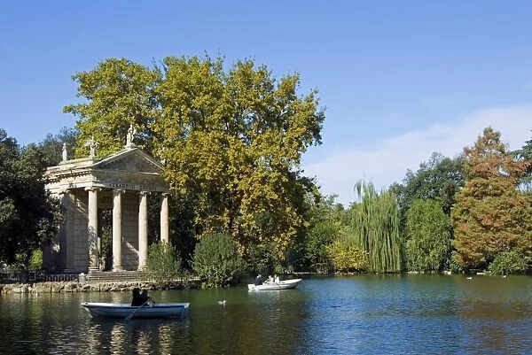 Aesculapius Temple, Lake in Villa Giulia Garden, Rome, Lazio, Italy, Europe