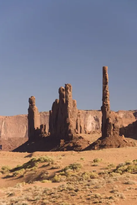 Framed Print : Afternoon view of the Totem Pole rock formation on the right and Yei Bi Chei on the left Framed Print : Afternoon view of the Totem Pole rock formation on the right and Yei Bi Chei on the left