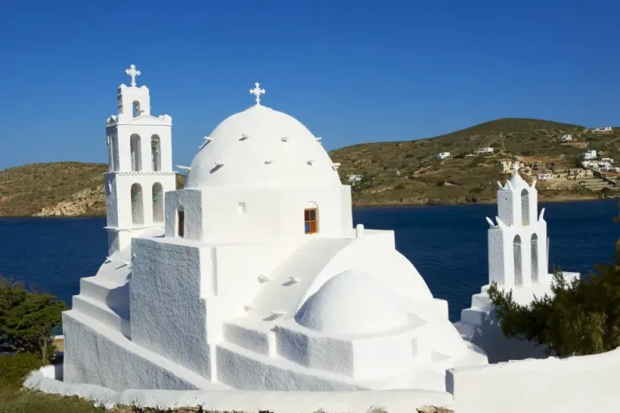 Framed Print : Agia Irini Church near the harbour, Ormos, Ios Island, Cyclades, Greek Islands Framed Print : Agia Irini Church near the harbour, Ormos, Ios Island, Cyclades, Greek Islands