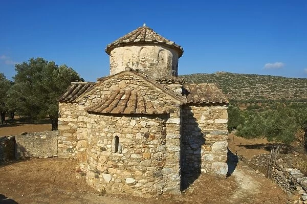 Agio Apostoli, Byzantine church in the olive trees, Naxos, Cyclades Islands