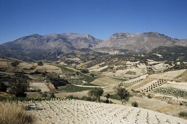 Agricultural valley and mountains