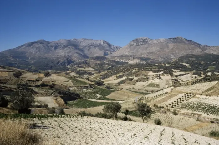 Framed Print : Agricultural valley and mountains Framed Print : Agricultural valley and mountains
