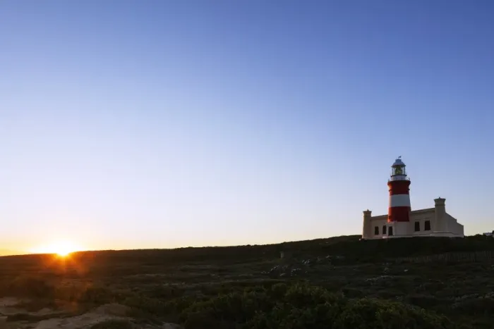 Framed Print : Agulhas lighthouse at southernmost tip of Africa at sunset, Agulhas National Park Framed Print : Agulhas lighthouse at southernmost tip of Africa at sunset, Agulhas National Park