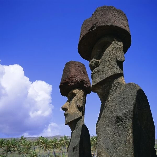 Ahu Nau Nau at Anakena, Easter Island, Chile, Pacific
