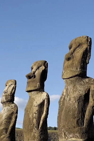Ahu Tongariki where 15 moai statues stand with their backs to the ocean, Easter Island, UNESCO World Heritage Site, Chile, South America