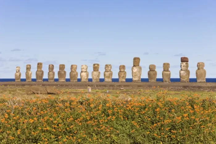 Framed Print : Ahu Tongariki, the largest ahu on the Island, Tongariki is a row of 15 giant stone Moai statues Framed Print : Ahu Tongariki, the largest ahu on the Island, Tongariki is a row of 15 giant stone Moai statues