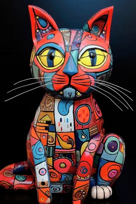 Framed Print : AI generated image of Imaginary cat in fantasy multicolored style Framed Print : AI generated image of Imaginary cat in fantasy multicolored style
