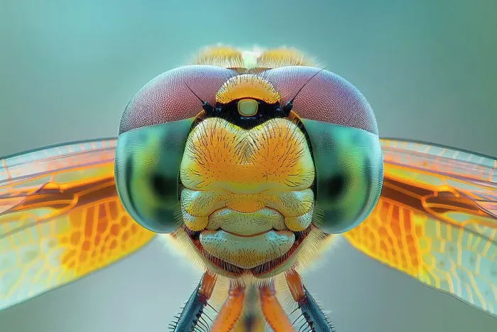 Framed Print : AI generated image of Stylized macro photography of a dragonfly head Framed Print : AI generated image of Stylized macro photography of a dragonfly head