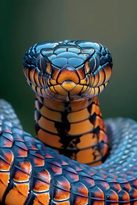 Framed Print : AI generated image of a Stylized venomous black mamba portrait, Africa Framed Print : AI generated image of a Stylized venomous black mamba portrait, Africa