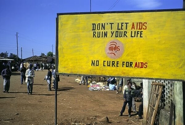 AIDS sign in the village of Gimbii, Oromo country, Welega state, Ethiopia, Africa