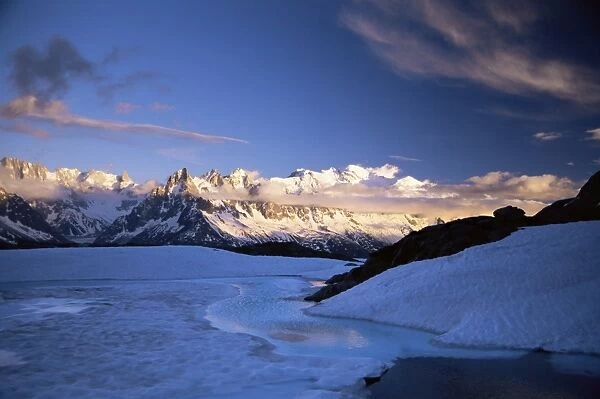 Aiguilles de Chamonix from Lacs des Cheserys, Chamonix, French Alps, France, Europe