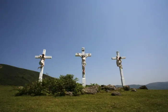 Framed Print : Ainhoa calvary, Pyrenees Atlantique, France, Europe Framed Print : Ainhoa calvary, Pyrenees Atlantique, France, Europe