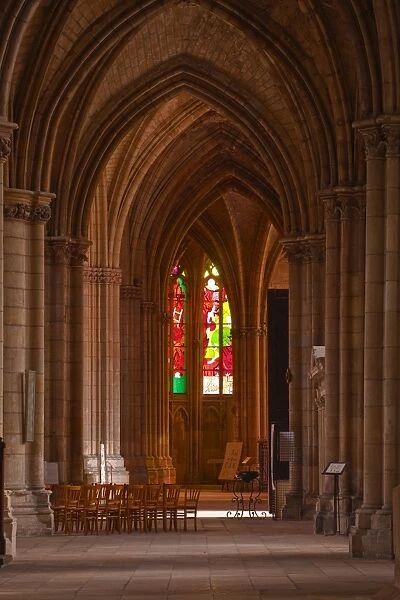 An aisle in Saint-Cyr-et-Sainte-Julitte de Nevers cathedral, Nevers, Burgundy, France, Europe