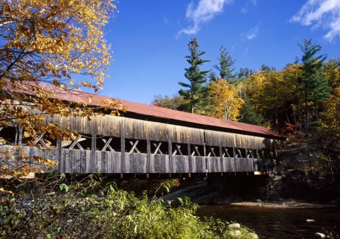 Framed Print : The Albany covered bridge across a river Framed Print : The Albany covered bridge across a river