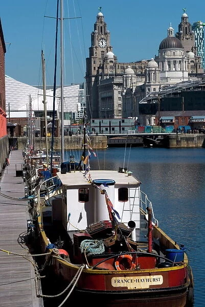 Albert Dock, with view of the Three Graces (riverfront buildings) behind