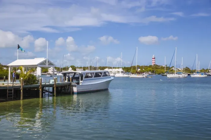 Framed Print : Alburys ferry at Hope Town Harbour Lodge Hotel ferry dock, Hope Town, Elbow Cay Framed Print : Alburys ferry at Hope Town Harbour Lodge Hotel ferry dock, Hope Town, Elbow Cay