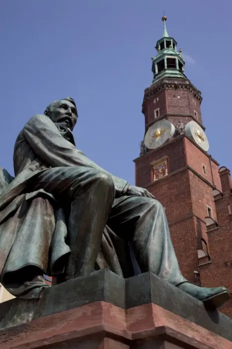 Framed Print : Aleksander Fredro statue and City Hall, Old Town, Wroclaw, Silesia, Poland, Europe