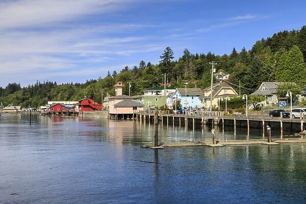 Alert Bay, brightly painted buildings on piles, Cormorant Island, Vancouver Island
