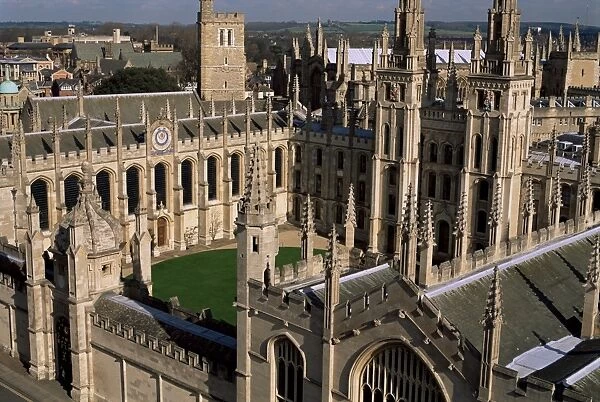 All Souls College and quadrangle, Oxford, Oxfordshire, England, United Kingdom, Europe
