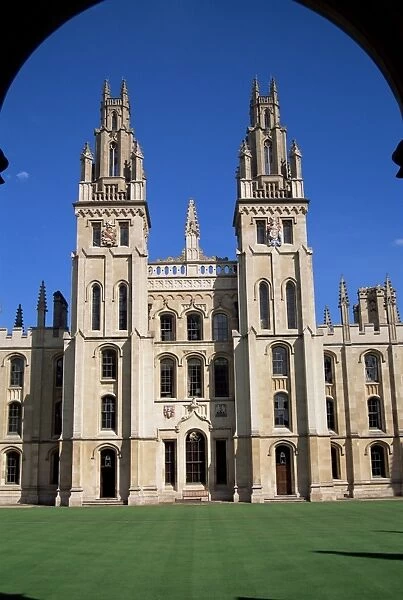 All Souls College, twin towers, Oxford, Oxfordshire, England, United Kingdom, Europe